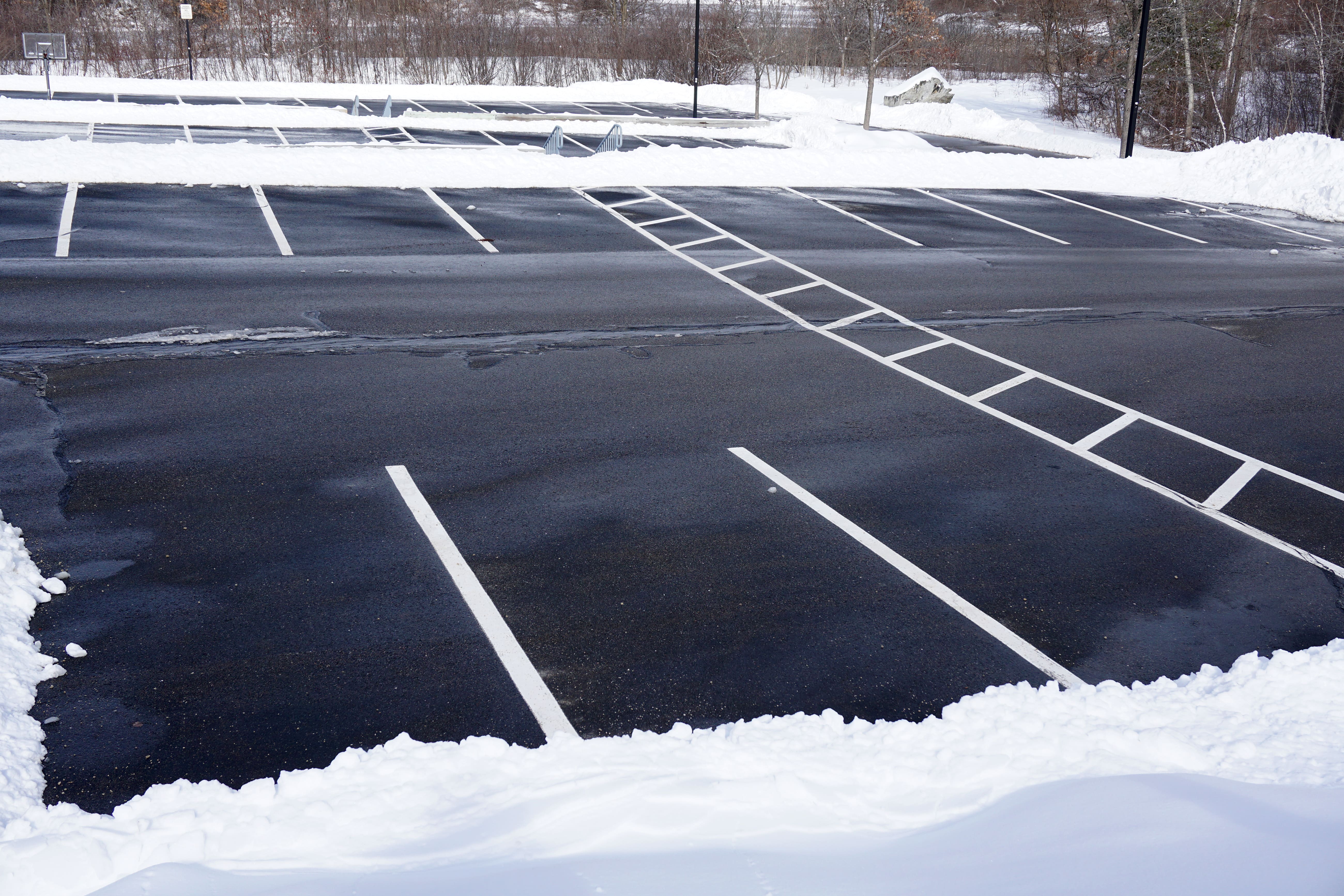 a plowed parking lot