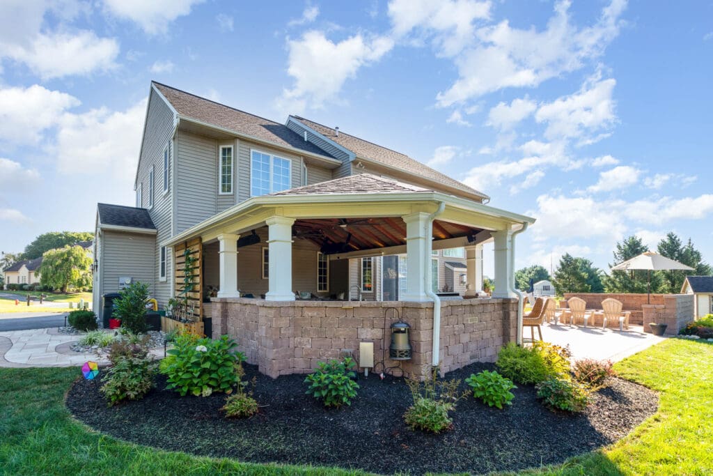 a home with custom landscaping